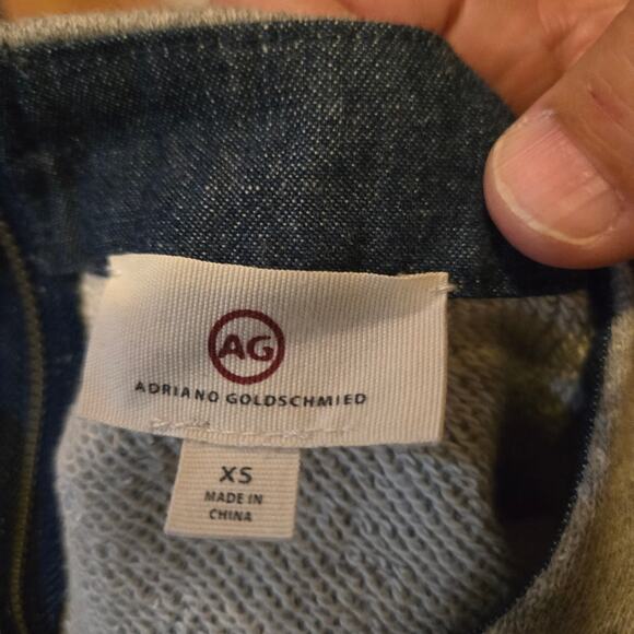 AG Adriano Goldschmied Contrast Denim Top XS Gray - Picture 4 of 7